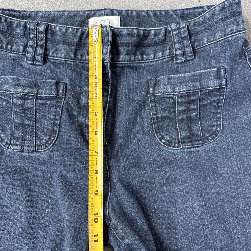 LOFT Flare Jeans Womens 10 Blue High Rise‎ Patch Pockets Denim Unpicked Raw Hem - Picture 9 of 14
